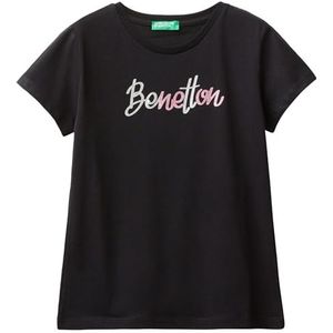 United Colors of Benetton T-shirt voor meisjes en meisjes, Zwart, 130