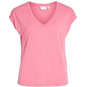 Vila Vimodala T-shirt met V-hals voor dames, S/S top/su-noos, Fandango pink., M