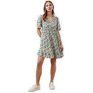 Trendyol Dames Veelkleurig bloemenpatroon Casual Jurk, Multi Color, 38