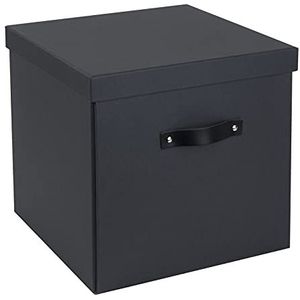 Bigso Box of Sweden LOGAN Opbergdoos met deksel, grote opvouwbare doos voor kleding, speelgoed enz. Opbergdoos met handvat van vezelplaat en papier, donkergrijs