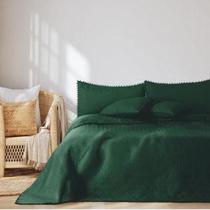 AmeliaHome - Meadore - Sprei - Donkergroen - 240 x 260 cm - Dubbelzijdig Ultrasoon Stiksel