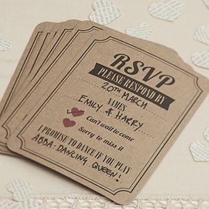 Ginger Ray Bruine Kraft RSVP bruiloft kaarten uitnodigingen Vintage Affair, Papier, 90mm x 120mm
