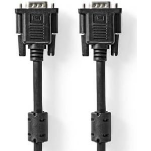 NEDIS VGA-kabel | VGA-stekker | VGA-stekker | vernikkeld | Maximale resolutie: 1280x768 | 3.00 m | rond | ABS | zwart | plastic zak
