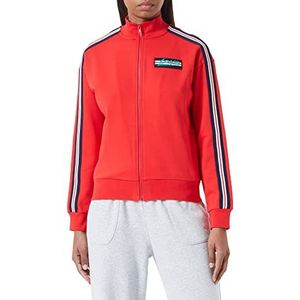 Love Moschino Ritssluiting, aangepast met gestreepte tape op de schouders mouwen en logo patch op de linkerborst. Damesjas, Rood, 38