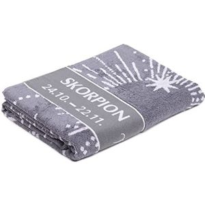 Gözze sauna handdoek met sterrenbeeld design, 100% katoen, 80 x 180 cm, Schorpioen, antraciet/zilver, 100011-080180-91