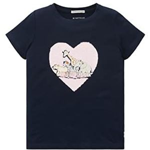 TOM TAILOR T-shirt voor meisjes en kinderen met print, 10668 - Sky Captain Blue, 128 cm