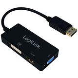 LogiLink CV0109 4K DisplayPort naar DVI/HDMI/VGA-adapter zwart
