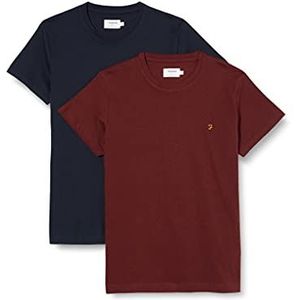 Farah Heren Farris Twin Pack T-Shirt, Rood Marl/True Navy, XL