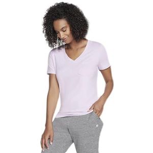 Skechers Godri Serene T-shirt met V-hals voor dames, Orchidee Bloei, XS
