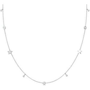 Elli Halsketting voor dames, creolen, hanger, ovaal, basic, in 925 sterling zilver, 45 cm, kristal