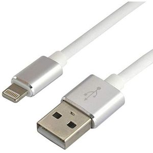 everActive USB-kabel: siliconenkabel, verlichting/smart phone, tablet, pad, snel opladen met tot 2,4 A, 150 cm lang, wit, model: CBS-1.5IW