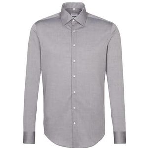 Seidensticker Heren business overhemd - Slim Fit - strijkvrij - B.D. kraag - lange mouwen - 100% katoen, grijs (donkergrijs 37), 38