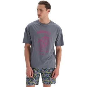 Dagi Heren Linnen T-shirt, antraciet, S, antraciet, S