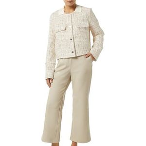 Comma - Bouclé Jas - Beige - Met Glittergaren - Knoopsluiting