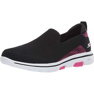 Skechers Go Walk 5 Prized Sneakers voor dames, Zwarte Textiel Roze Trim, 41 EU