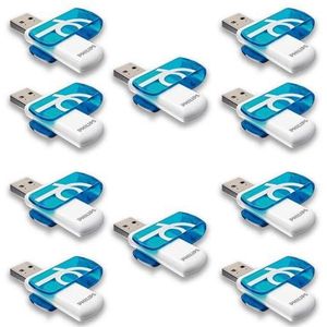 Philips Vivid Edition High Speed 2.0 USB-stick 10x 16 GB met draaidop voor gegevensopslag op pc, laptop, computer, leessnelheid tot 21 MB/s