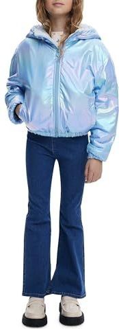 Omkeerbare Gewatteerde Jas - Effen - Metallic Afwerking - Met Capuchon - Voorzakken