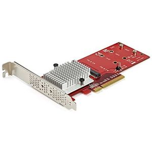StarTech.com Dual M.2 PCIe SSD Adapter Kaart, x8 / x16 Dual NVMe of AHCI M.2 SSD naar PCI Express 3.0, M.2 NGFF PCIe (M-Key) Compatibel, Ondersteunt 2242, 2260, 2280, JBOD, Mac & PC (PEX8M2E2)