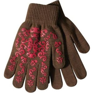 Pfiff 100969 winterhandschoenen met print, winterhandschoenen, universele maat, uniseks, bruin/roze