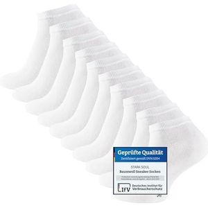 STARK SOUL 10 paar Essentials sneakersokken | katoen zwart wit grijs jeans blauw roze rood geel oranje bont | maat 35-50 | Oeko-Tex Standard 100, 10 paar - wit, 35/38 EU
