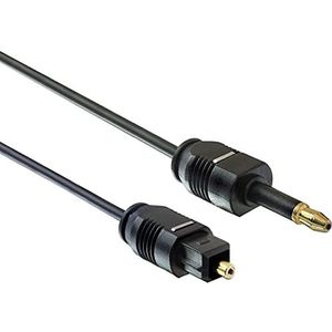 PremiumCord Optische audiokabel mini Toslink 3,5 mm naar Toslink - 1 m, mannelijk naar mannelijk, digitale kabel voor stereosysteem HiFi Sounbar TV, HQ audio, verguld, kleur zwart 1 m