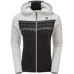 Dare 2b Herald sweatshirt met capuchon, gebreide look, met ritssluiting, voor dames, wit/zwart, FR: XS (maat fabrikant: 8)