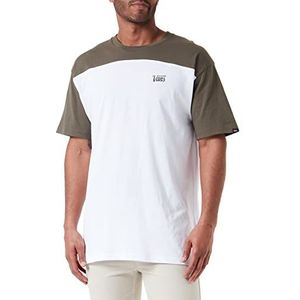 Vans Script Crew Block Ss T-shirt voor heren, Wit-druif Blad, XS