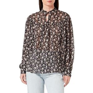 TILDEN Dames blouse met lange mouwen 37330979, zwart roze, XL, zwart, roze, XL