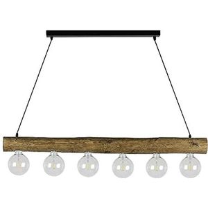 Homemania HOMBR_0304 Hanglamp, plafondlamp, hout, metaal, zwart, 115 x 8-12 x 110 cm