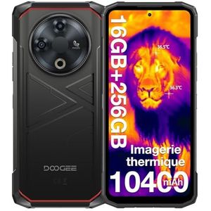 DOOGEE Fire 6 Imagerie Thermique Telephone Portable Incassable, 10400mAh, 16GB+256GB/TF 2TB, 6,56"" HD, 50MP+8MP Android 14 Smartphone Incassable, Trois Fentes pour Cartes, Face ID/IP69K/NFC/OTG/GPS