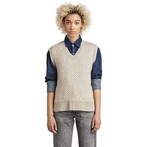 G-STAR RAW Dames Structure Slipover Vest Loose Knit Sweater, Beige/Kaki (Brown Rice C928-D309), XL