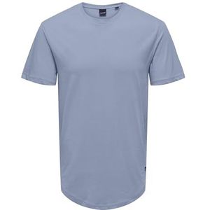 ONLY & SONS Heren T-shirt Lang gesneden Ronde Hals T-Shirt, Eventide., L