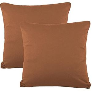 CelinaTex BeBasic kussensloop dubbelpak 40 x 40 cm kastanjebruin microvezel decoratief kussen overtrek jersey