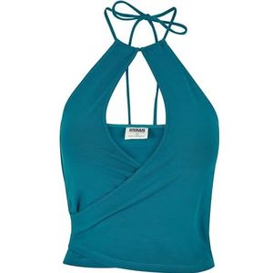 Urban Classics Dames Short Wraped Halter Top Vrouwen Top Zwart Basics, Casual Wear, Streetwear, watergreen, XL