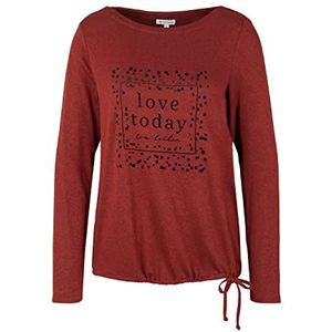 TOM TAILOR Dames Shirt met lange mouwen en 1034521, 27785 - Dark Maroon Red Melange, XL