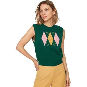 Trendyol Dames Green Jacquard Knitwear Jumpers Pullover Sweater, M