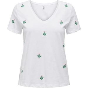ONLKETTY S/S V-hals TOP Box JRS, Helder wit/Aop: cactus, XS