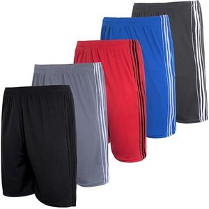 Real Essentials 5 Pack: Heren Mesh Athletic Performance Gym Shorts met zakken (S-3X), 5 Pack - Set E, M