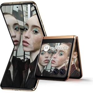 Motorola razr40 Ultra (Flip-Phone, 6.9""/3.6""FHD+-Display, 32-MP-frontcamera, 8/256 GB, 3800 mAh, Android 13) Peach Fuzz, incl. beschermhoes + auto-adapter [exclusief bij Amazon]