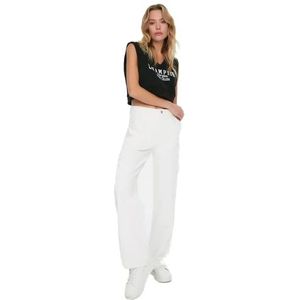 Trendyol Dames hoge taille wijde pijpen jeans met wijde pijpen, Kleur: wit, 60