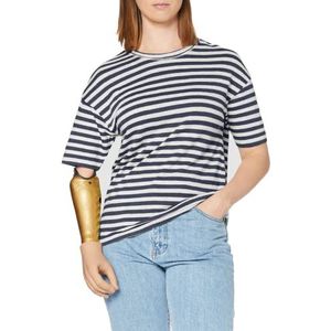 Kings of Indigo Dames Majaji T-shirt, blauw (Navy Stripe 8126), L