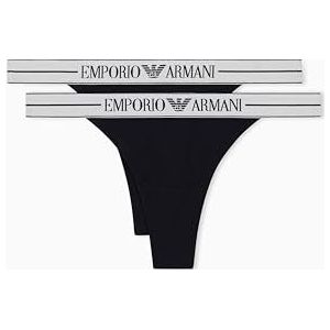 EMPORIO ARMANI Dames Everyday Cotton 2-pack T-string slipje, zwart, S, Zwart, S