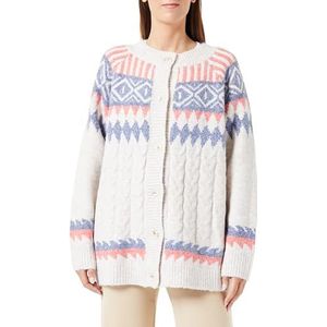 Jalene Gebreid damesvest met knopen 15425018-JA03, beige rood blauw, M/L, beige, rood, blauw, M/L