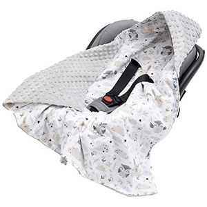 Inbaker Deken 100% katoen 85x85cm met capuchon knuffeldeken voor kinderwagen babyzitje universele dubbelzijdig babydeken buggy autostoel