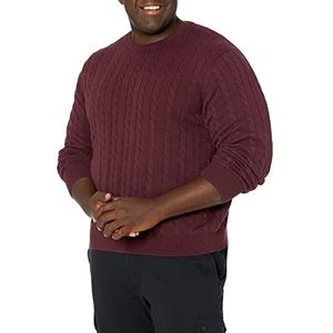 Amazon Essentials Ronde hals Kabel Trui Bordeaux, L