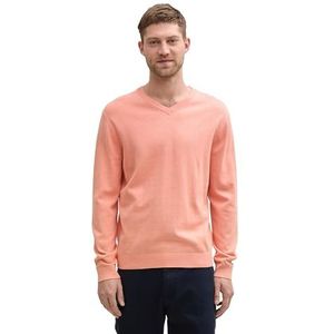 TOM TAILOR Gebreide trui met V-hals voor heren, 37383 - Hazy Coral Rose Melange, XXL