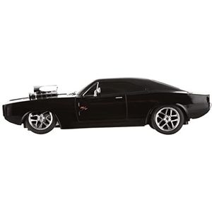 Jada Toys 7/253203019 Fast & Furious RC Auto Dom's 1970 Dodge Charger Street, op afstand bestuurde auto met 2-kanaals radiografische besturing, turbofunctie, schaal 1:24, vanaf 6 jaar, zwart