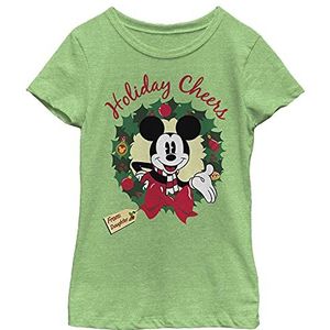 Disney Characters Holiday Cheer Daughter Girl's Heather Crew Green Tee Apple XS, Apple Green, XS, Apple Groen, XS