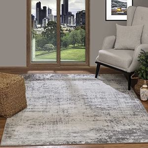 Surya Kampen Abstract tapijt - vloerkleden voor woonkamer, eetkamer, lounge bed, modern marmeren tapijt, zacht luxueus en onderhoudsvriendelijk - groot tapijt 160 x 216 cm, grijs tapijt