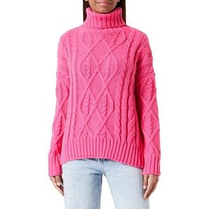 sookie Dames coltrui, trendy gestructureerde pullover polyester PINK maat M/L, roze, M
